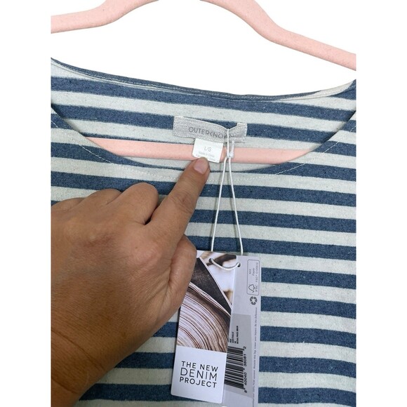 OUTERKNOWN New Denim Project Boatneck Blue Striped Dress Size Large NWT $98 - Picture 6 of 13